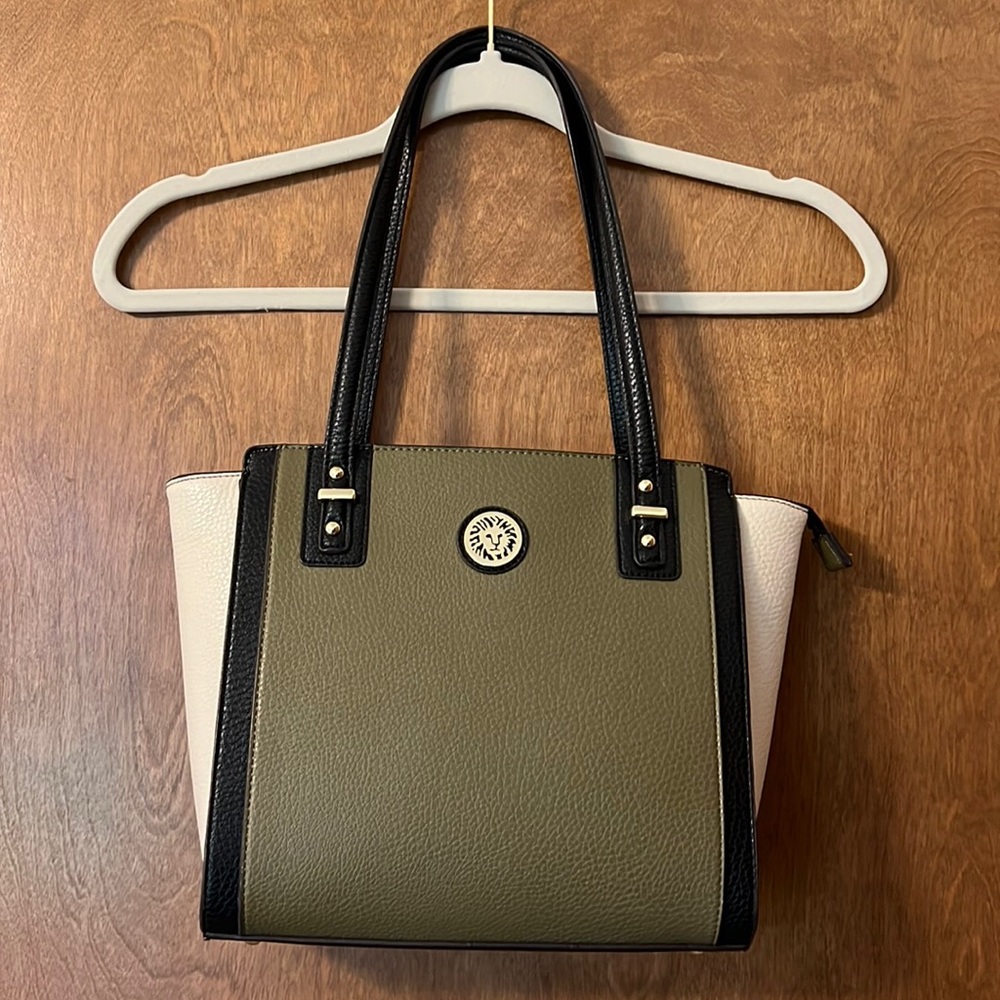 Anne Klein Olive and Cream Shoulder Bag